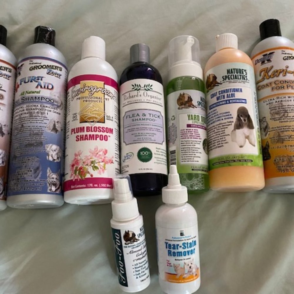 variety of dog grooming products
